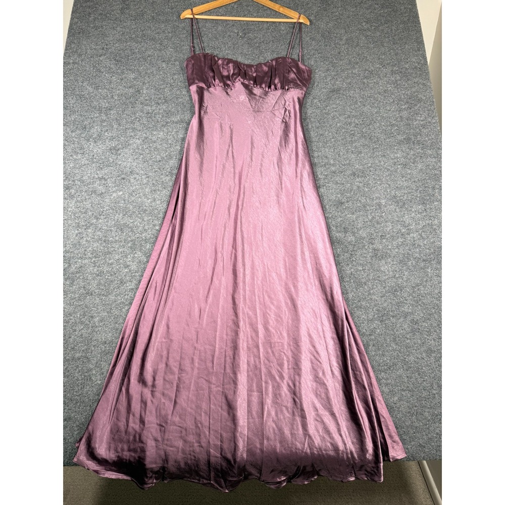 RealtiX Satin Maxi Dress Womens XL Purple Cowl Neck Spaghetti Strap NWT